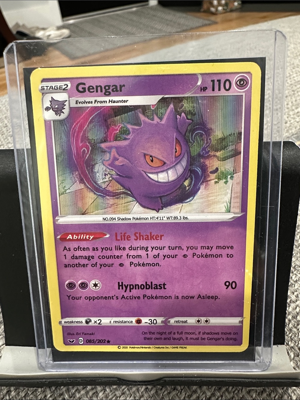 Pokemon Gengar Trading Card - Purple, Yellow, Pink